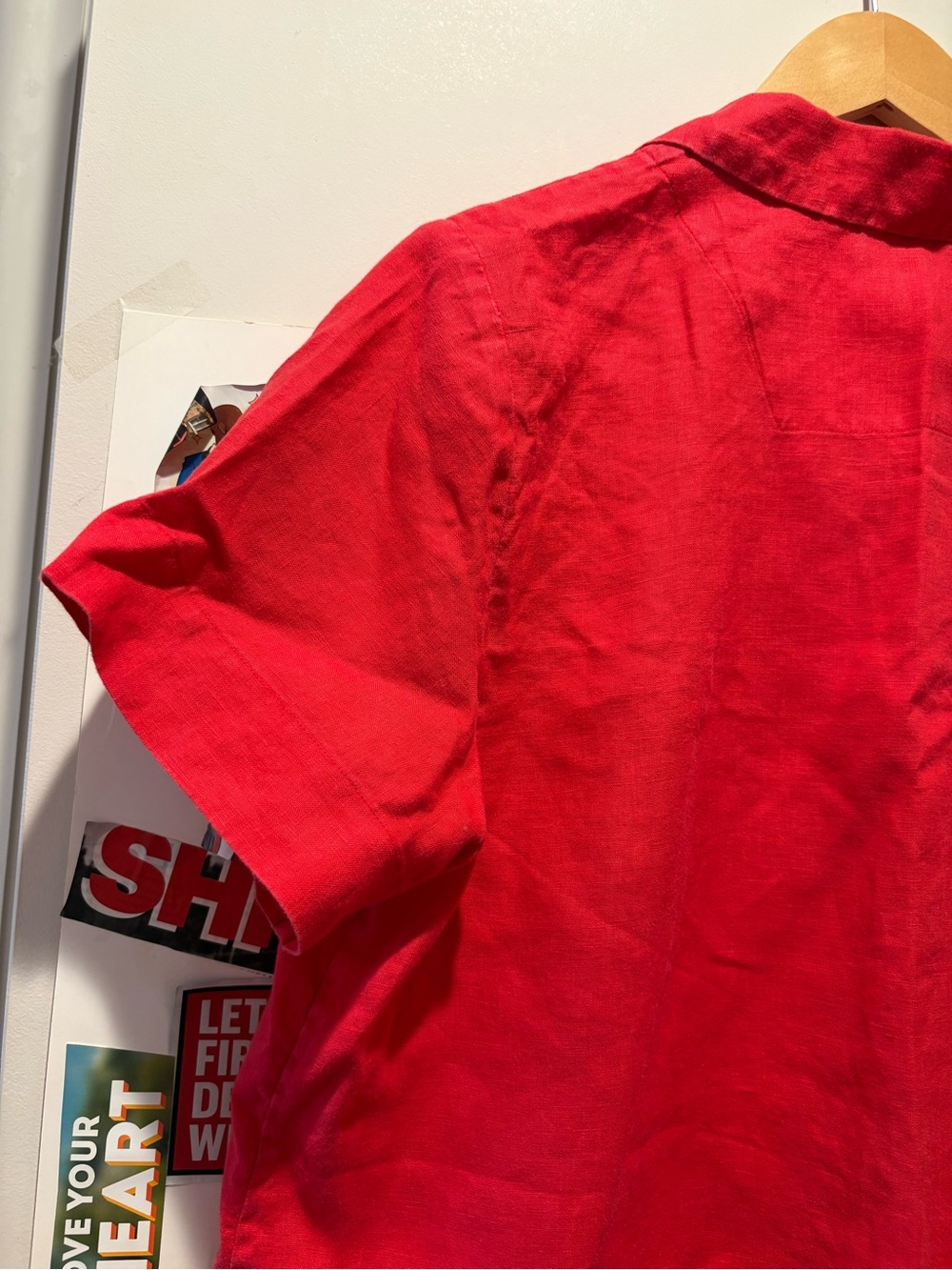Everlane Bright Red Short-Sleeve Button-Down Shirt - Picture 13 of 13